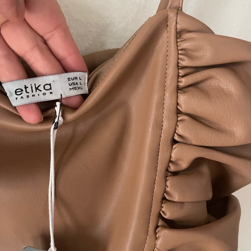 Etika Brown Ruffle Mini Dress - Picture 4 of 5